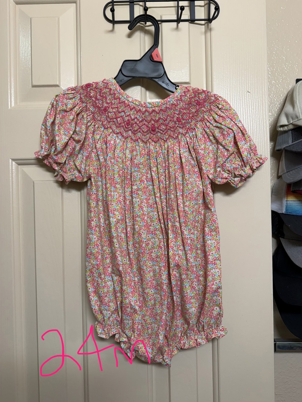 Smocked Floral Pink Bubble Romper for Kids